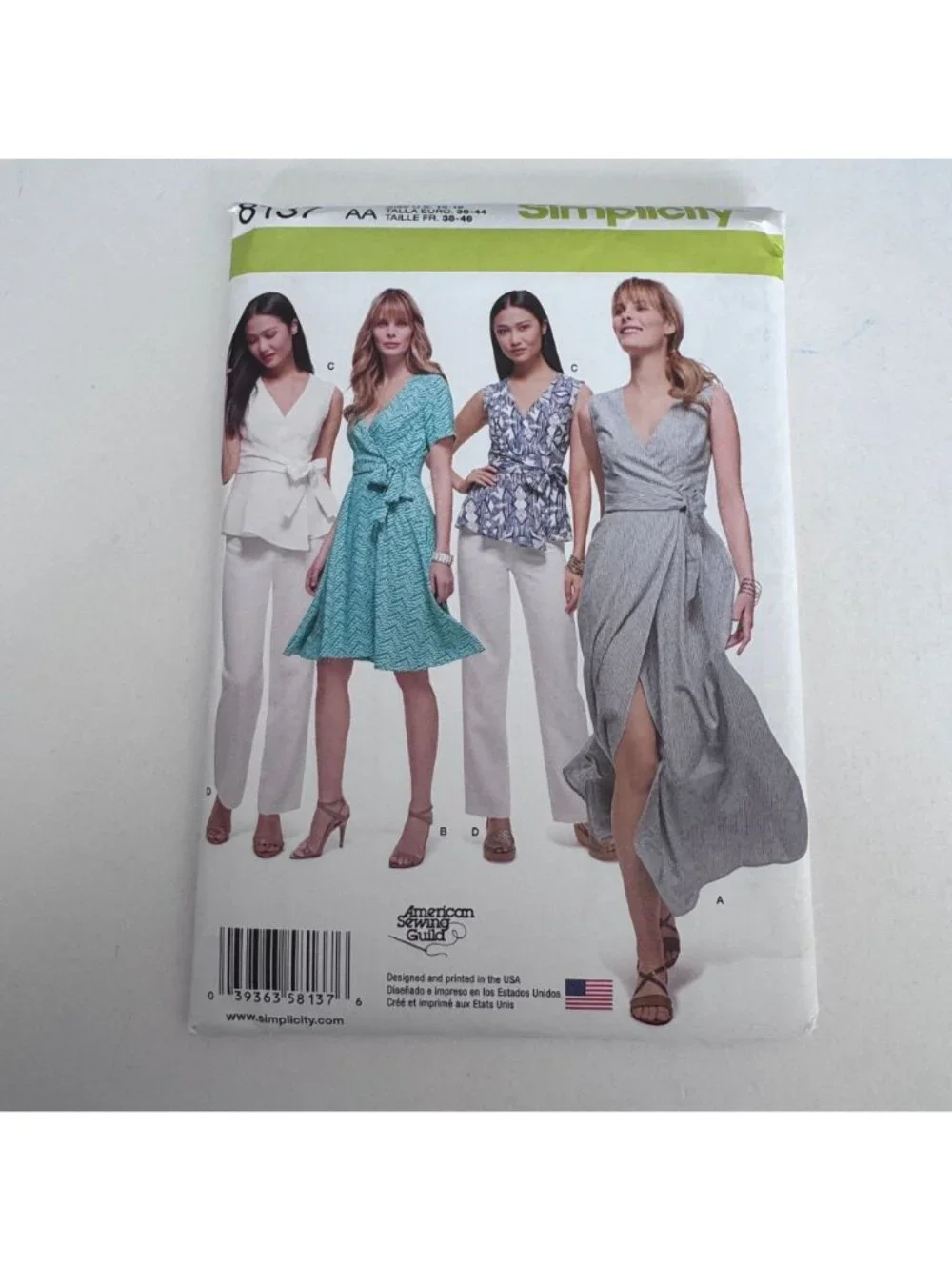 Simplicity Sewing Pattern 8137 Wrap Dress Top Pants Modern Feminine 10-18 Uncut